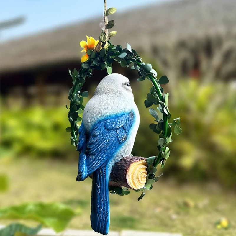 Resin Bird Hanging Decor for Garden Courtyard Home