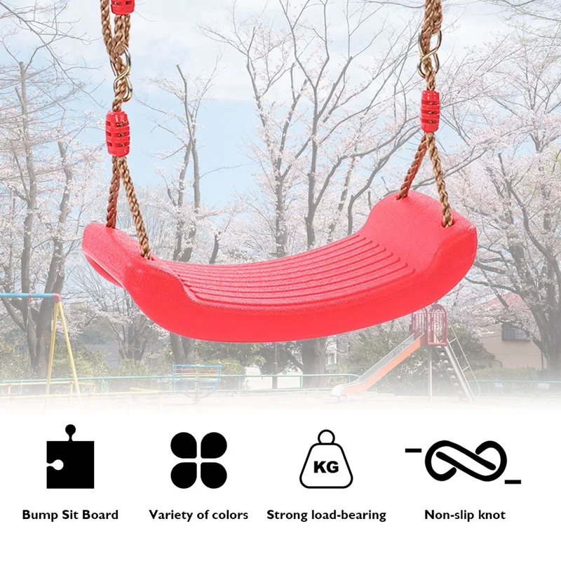 1 PCS Swing Seat Board Plastic Swing Set Easy Install Swing Set With Rope Red Maximum Load 86Kg For Boys Girls Outdoor Garden 4