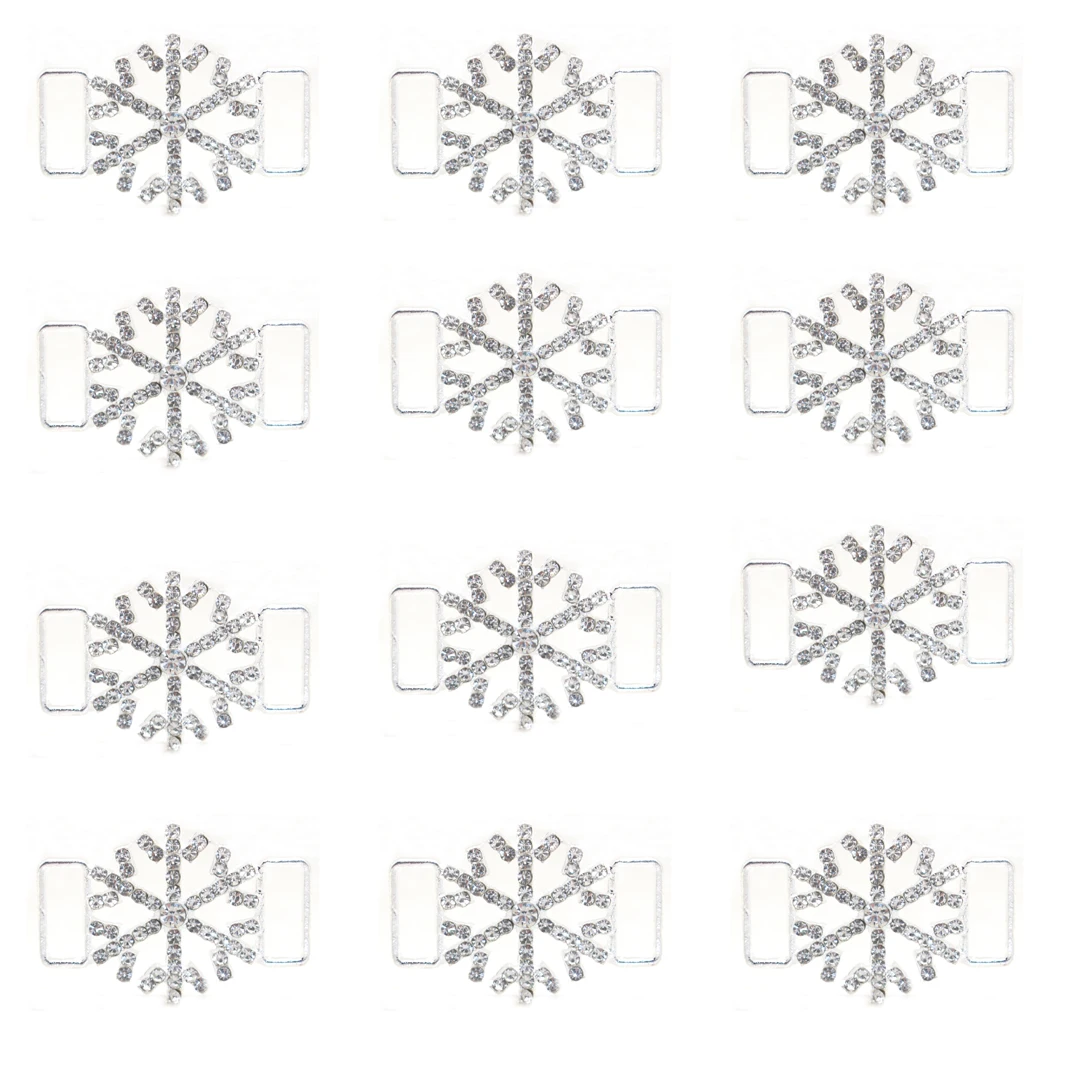 

New 10PCS 25 * 35MM Alloy Rhinestone Hollowed Out Snowflake Clothing Buckle Shoe Buckle Accessories