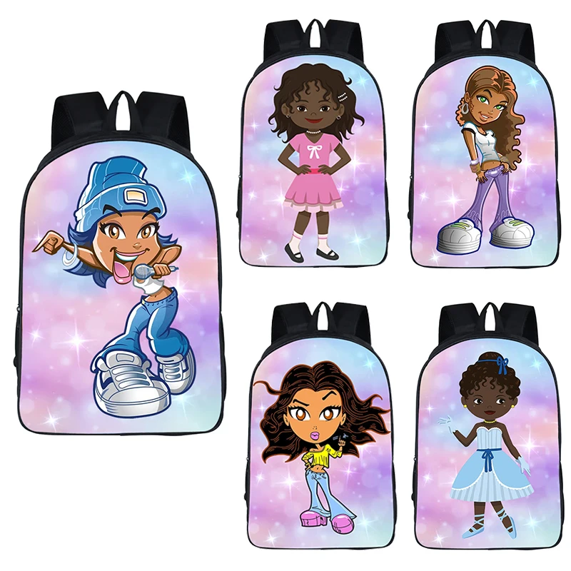 

Cartoon Afro Women Print Backpack Children Africa Hip Hop Girls Schoolbags for Travel Bookbag Teenagers Laptop Rucksacks Gift