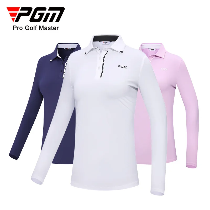 

PGM Golf Women's Long Sleeve T Shirts High Elastic Soft Print Neckline Golf Wear for Woman YF537