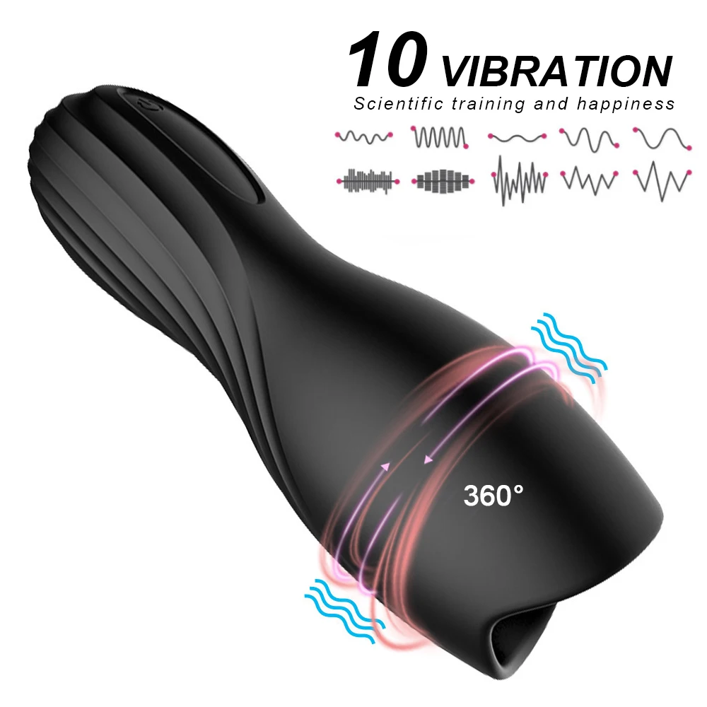 Männliche Eichel Massagegerät Penis Stimulator Verzögerung Ausdauer Trainer Vibrator Oral Höhepunkt Männlicher Masturbator Flugzeug Tasse Sex Spielzeug für Männer