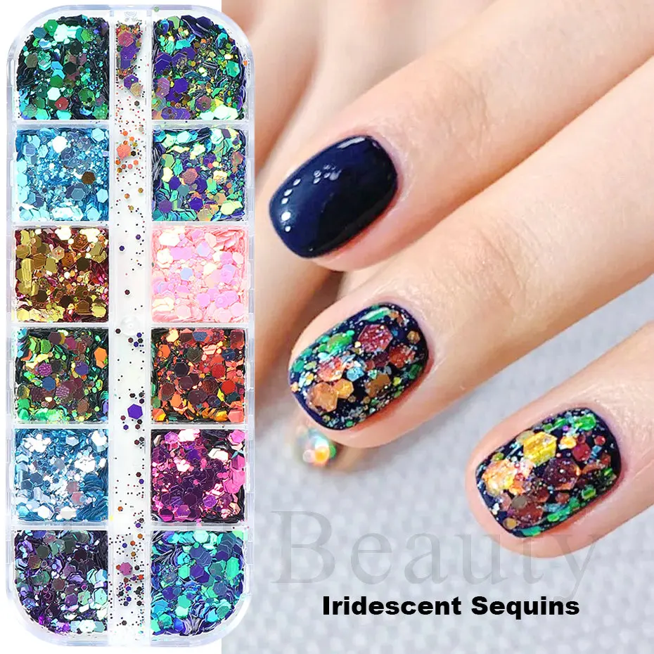 Designer Nail Art Glitter - Holographic Gold LV