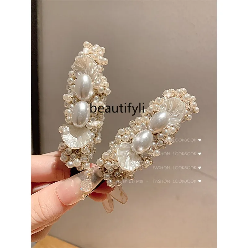 

Heavy Industry Pearl Barrettes Simple High Sense Head Clip Bang Clip Headdress Temperament Side Clip New Hair Pin