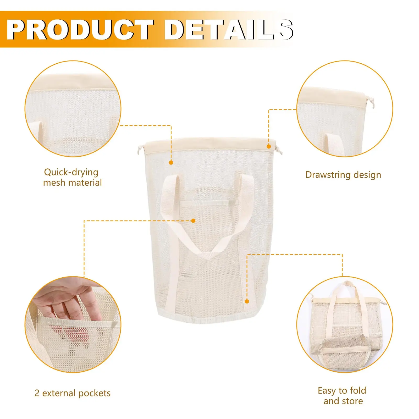 Large Capacity Lightweight Durable Nylon Mesh Travel Bag with Drawstring Closure & Multiple Pockets,Stylish Toiletry Organizer