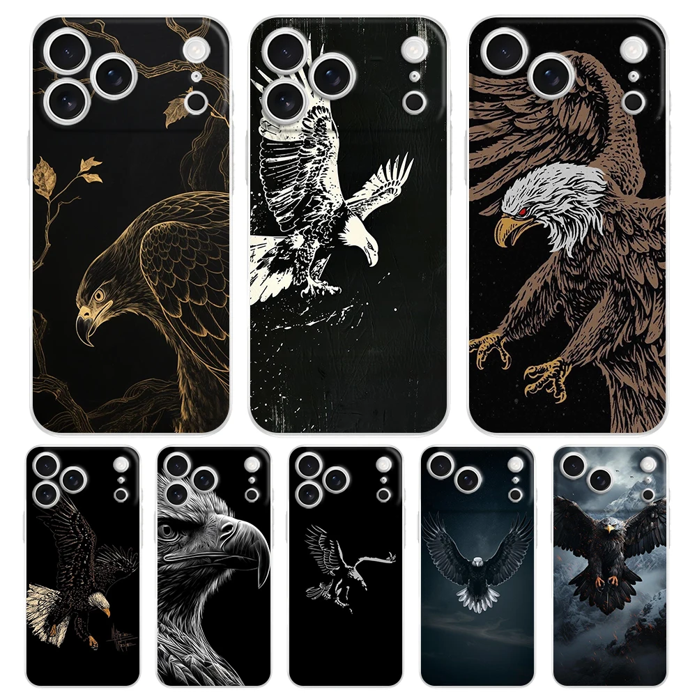 Clear Soft Case with Black Eagle Design and Fullback Protection