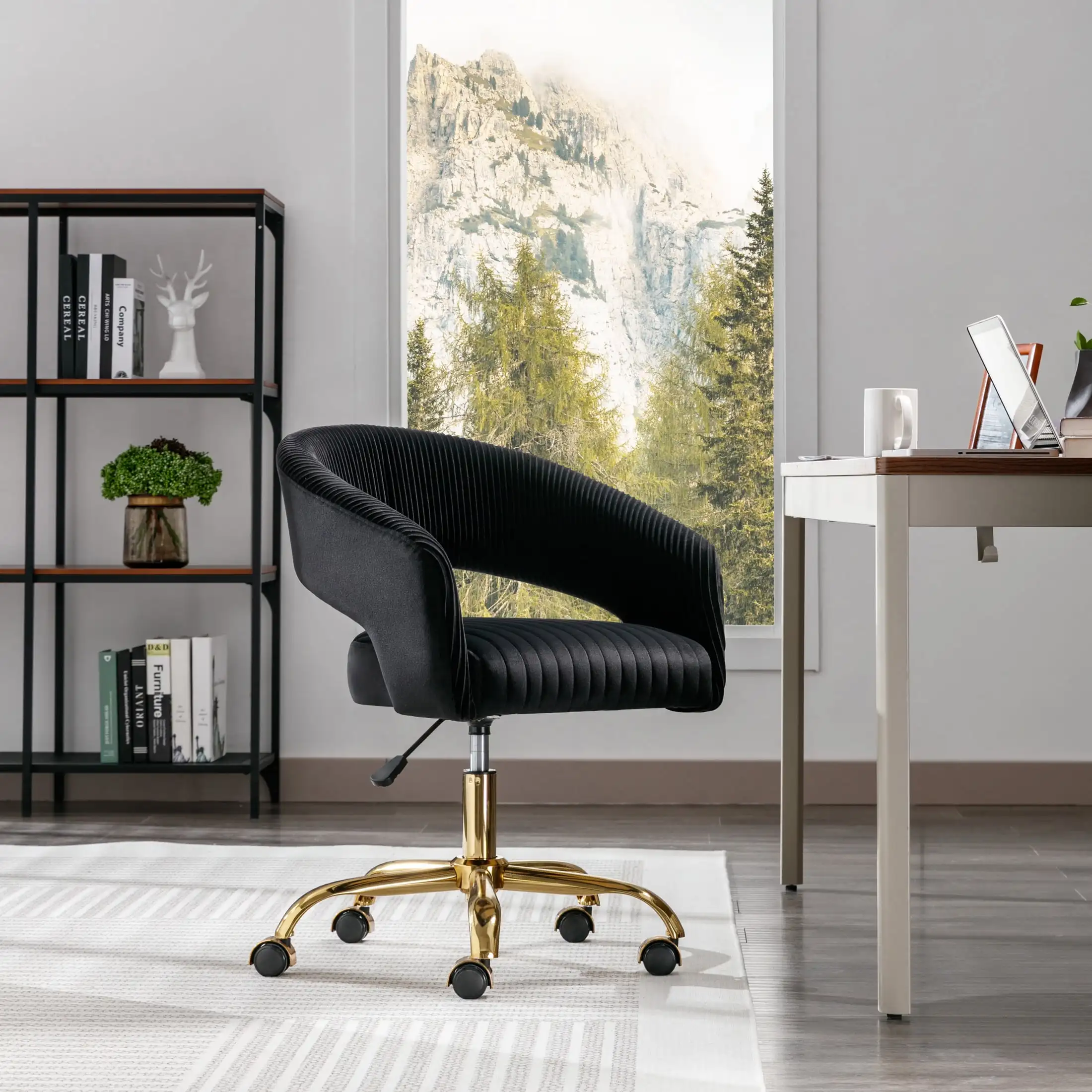 

Koga Velvet Mendes Swivel Office Chair, Black