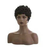 Perruques courtes coupe lutin pour femmes noires cheveux synthétiques Afro perruque lutin couleur noire perruques courtes pour les femmes noires courtes bouclées 2