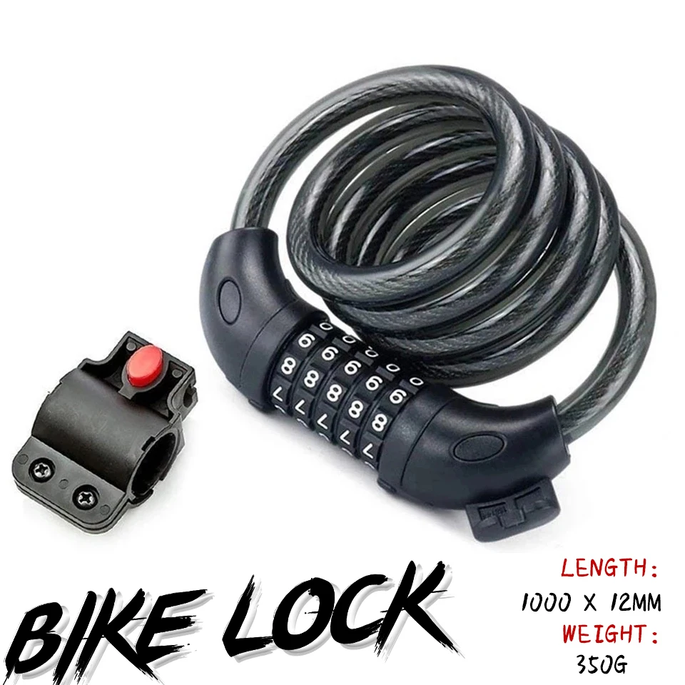 Bicycle Bike Cycle Lock Reset 4Digit Dial Combination Security Steel Cable Chain 