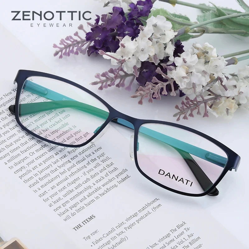 Myopia eyeglasses ZENOTTIC Women Rectangle Prescription Glasses For Myopia Anti-Blue-Ray Optical Eyeglasses Hyperopia Photochromic Eyewear