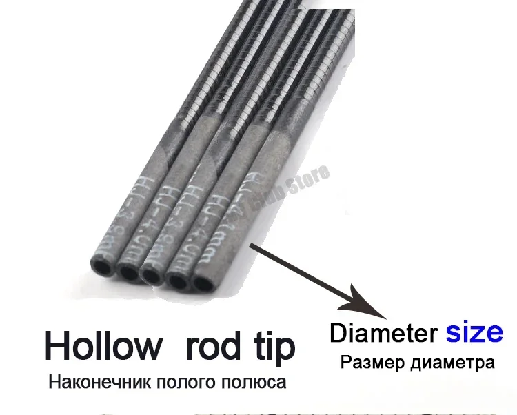 3.9mm-7.7mm 5 pieces 90cm Fishing rod tip Spare sections taiwan fishing rod  Big full sizehollow carbon rod Accessories sturdy