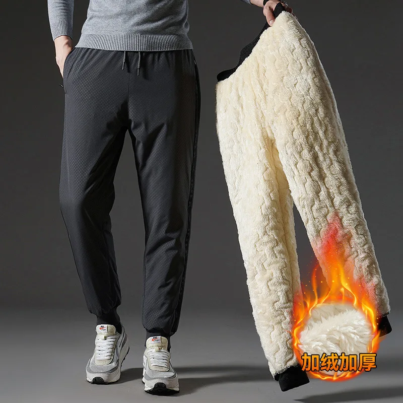 

Autumn and Winter Keep Warm Loose Sherpa Streetwear Joggers Men Cargo Pants Velvet and Thickening Bound Feet Windproof Underwear