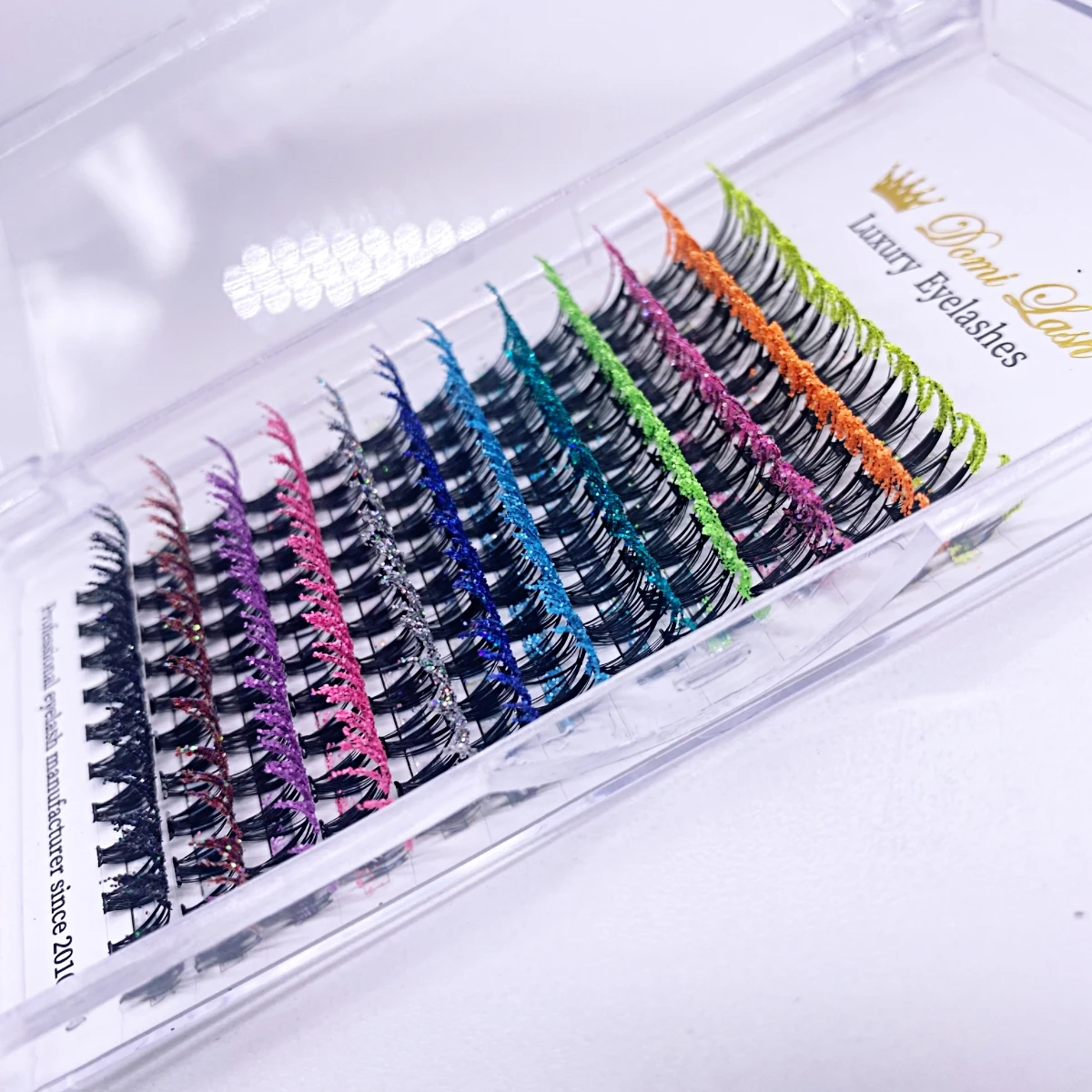 

Colorful Glitter False Eyelash Extension Glitter Individual Lashes Russian Volume Premade Fan Christmas Halloween Mink Lashes
