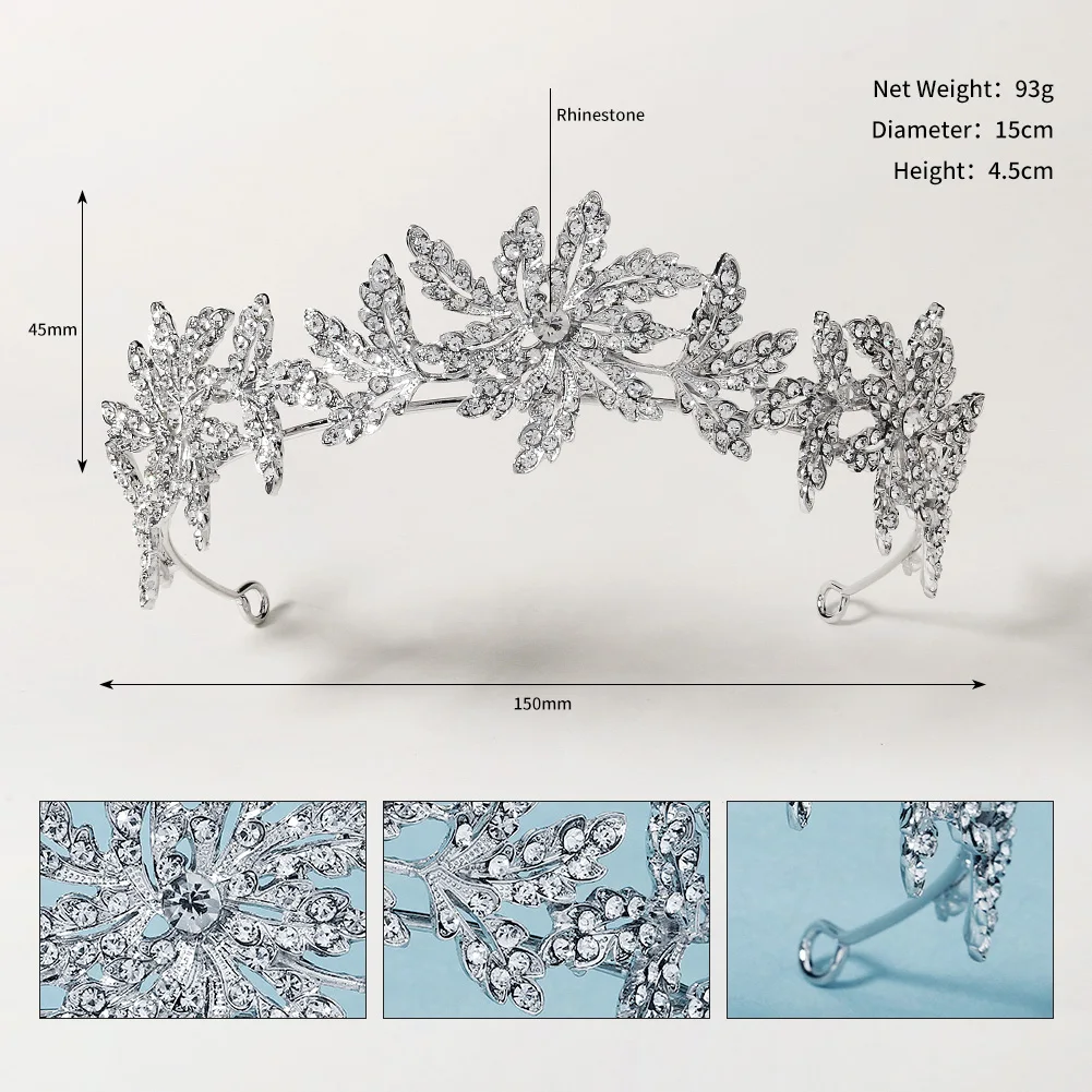 Dame Freiheit Tiara Cosplay Party Krone Silber und Gold funkelnden Strass Hochzeit Krone Braut Kopfschmuck Kleid Accessoires – Detail 2