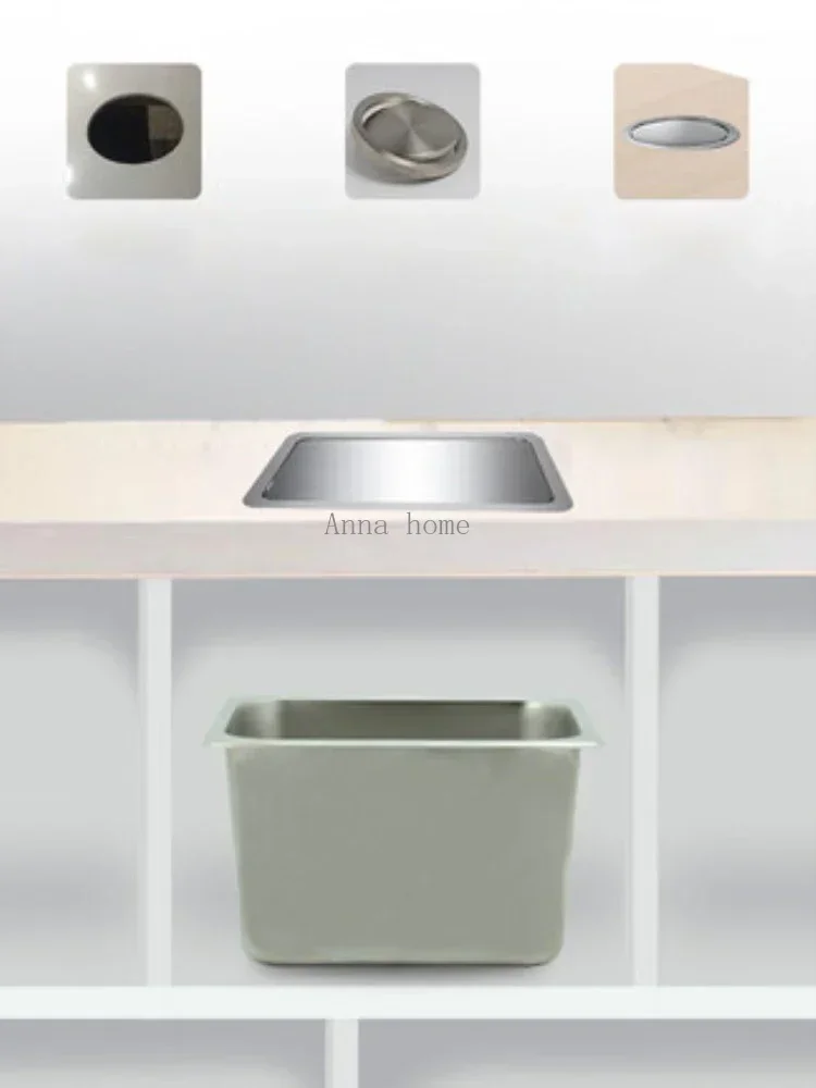 Stainless Steel Flush Recessed Built-in Balance Swing Flap Lid Cover Trash Bin Garbage Can Kitchen Counter Top 26396skn1