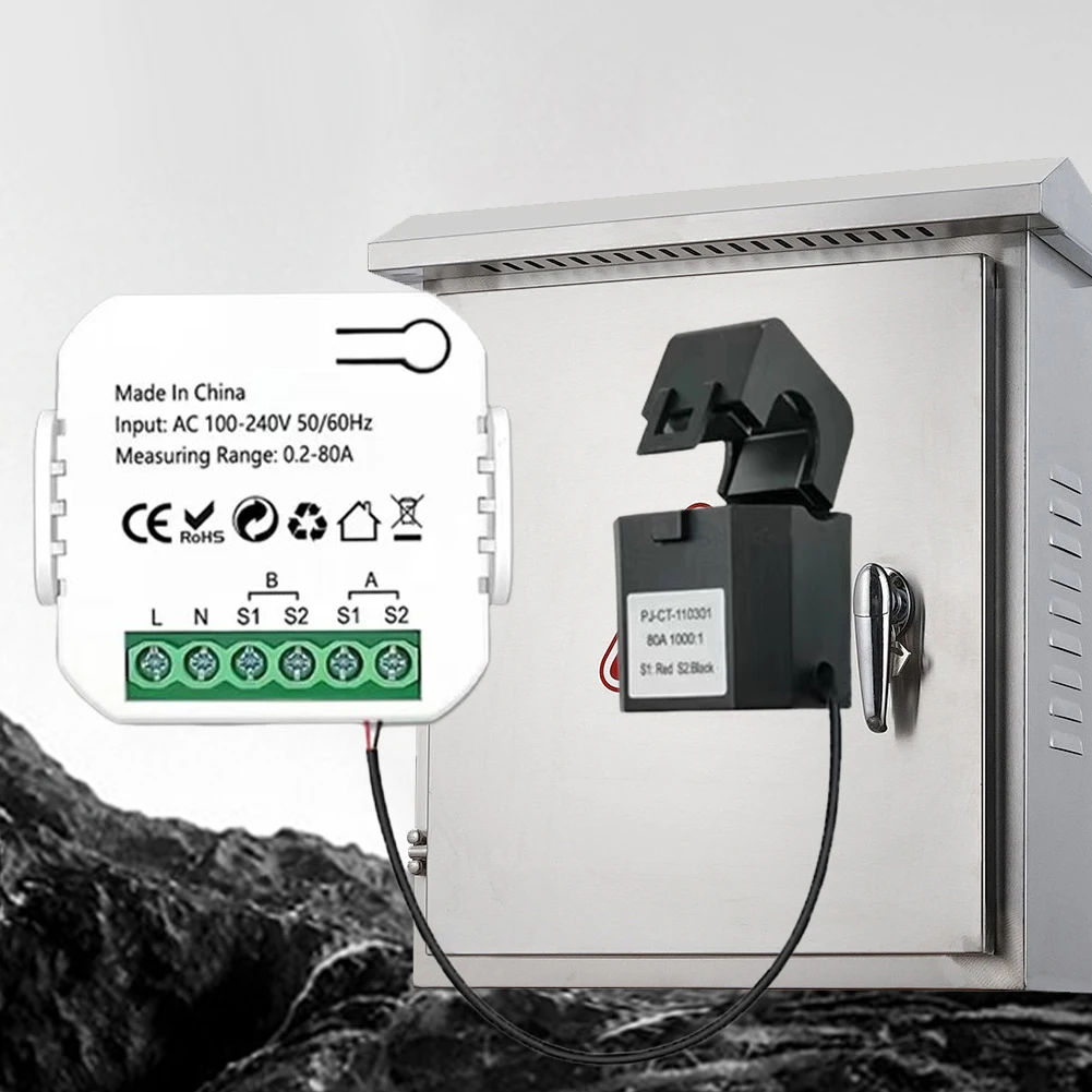 100A WIFI Intelligent Energy Meter APP Control 1/2 Channel KWh Power Monitor 110-240 V 50/60Hz Solar PV Two Way Power Monitor