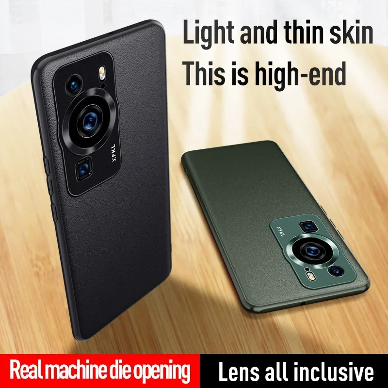Luxury Leather and Silicone Protective Phone Case with Metal Lens Shield