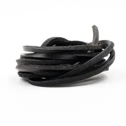 100cm Unisex Leather Boot Shoelaces - Premium Cowhide Shoe Accessories (Black)