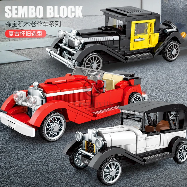 Sembo blocos de carros antigos, modelo de cidade vintage, kit de brinquedo,  moc, velocidade, campeão, criativo, veículo clássico, técnica de  supercarro, corrida - AliExpress