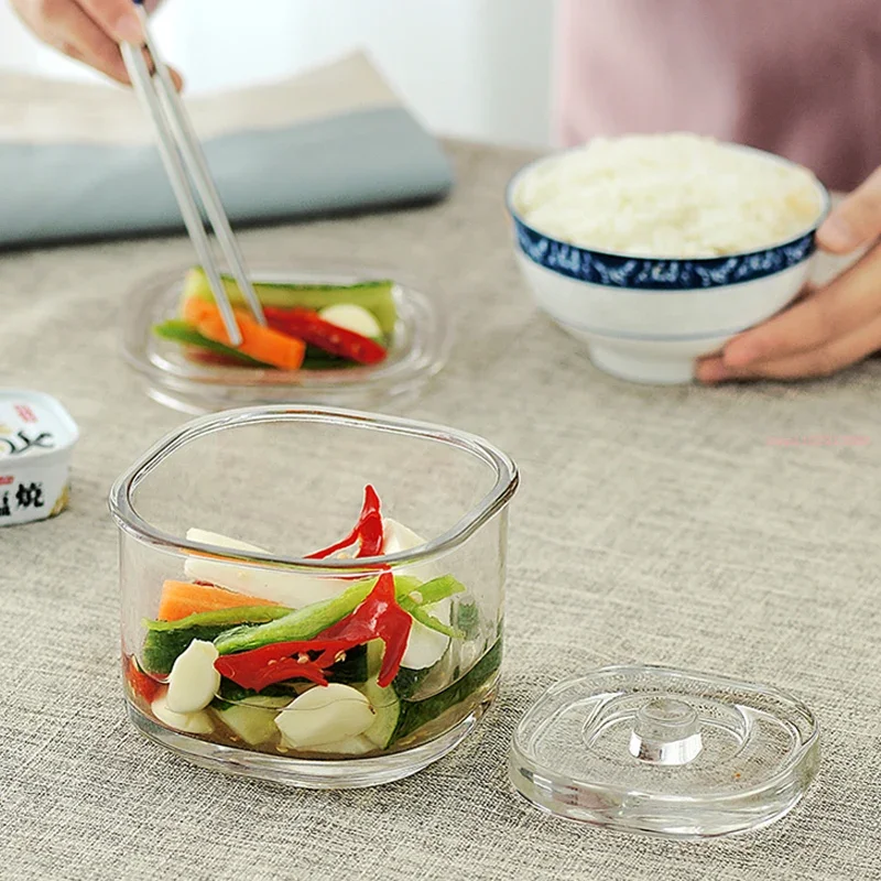 Korean Style Glass Kimchi Jars Household Transparent Light Stain Jars Thickened Glass Weight Stone with Lid Kitchen Kimchi Jars 3