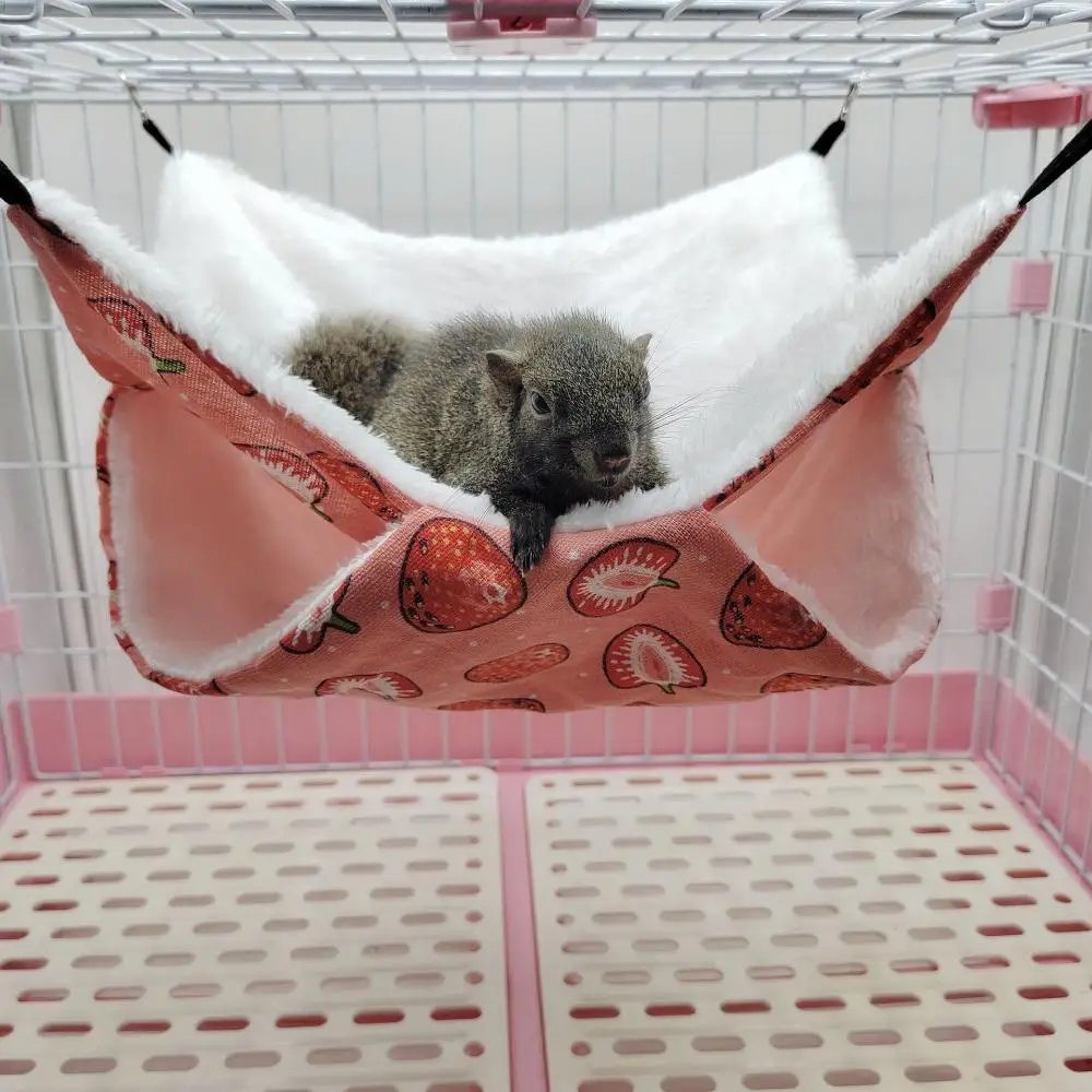 Mode Warme Plüsch Haustier Schlafsack Eichhörnchen Betten Hamster Käfig Haustier Hängematte – Detail 6