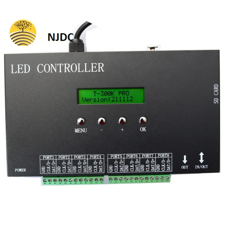 

T-300K PRO T300K PRO Led Pixel Controller RGB PC on Line Pixel Full Color Controller VIA PC SD Card 8 Ports Ws2811 Ws2801