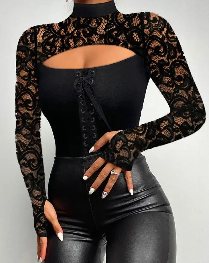 Fashion Woman Blouses 2022 Rhinestone Sexy Cold Shoulder Skinny Top Elegant Long Sleeve T-Shirt Chic All-Match Daily573_voghion.com