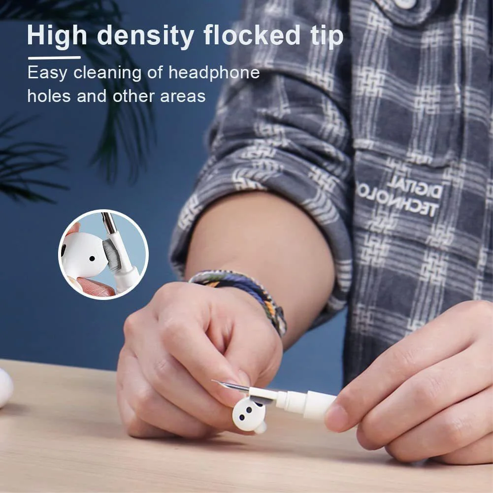 3-in-1 Earphone Cleaner Kit Earbuds Cleaning Kit Multi-Function Cleaning Pen With Soft Brush Flocking Sponge cleaning tool earbuds cleaning pen earphone cleaner kit
