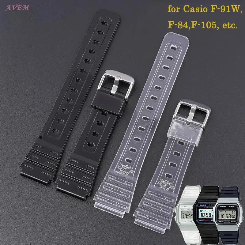 Sostituzione Del Cinturino Dell'Orologio Da 18Mm Per Cinturini Casio F91W F84 F105/108 A158/168 Ae1200/1300 Cinturino In Silicone Impermeabile