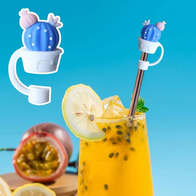 4Pcs Straw Cover With Handle Food Grade Cartoon Spill Proof Straw Tip  Dustproof Party Decoration Tumbler Straw Tip Cover - AliExpress