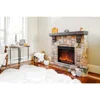 LED Electric Fireplace Stove with Imitation Wood and Stone Wall Frame - Remote Control -3D Wood and Fire 5