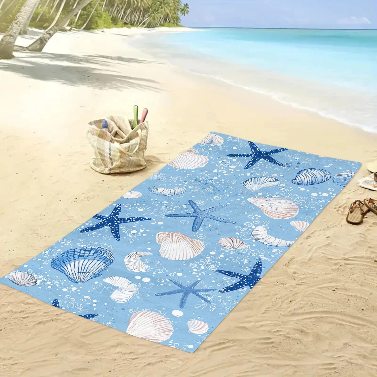 Serviette de plage microfibre motif océan séchage rapide_voghion.com