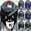 Kawaii Dog Animal Print Scarves Women Warm Winter Velvet Button Soft Wrap Casual Scarves Shawls Foulard Femme шарф зимний 1