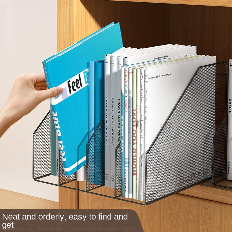 Metal File Rack Office Desk Shelf Standing Desktop File Folder Box Storage Box Data Rack Stationery Organizer