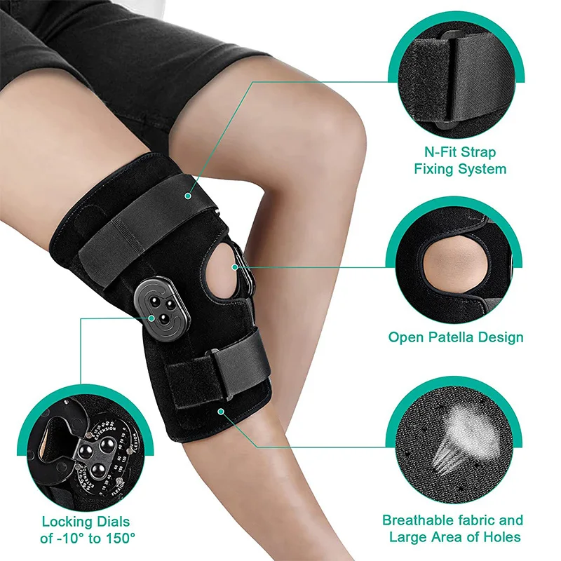 

Hinged Knee Brace for Knee Pain Arthritis Acl Pcl Meniscus Tear Adjustable Knee Support with Side Stabilizers of Locking Dials