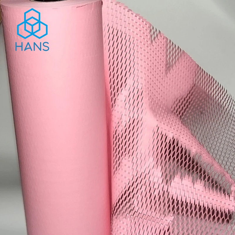 Pink Eco Friendly Packaging Paper, Honeycomb Cushioning Wrap Roll  Perforated for Packing & Moving, Protecting Fragile Items