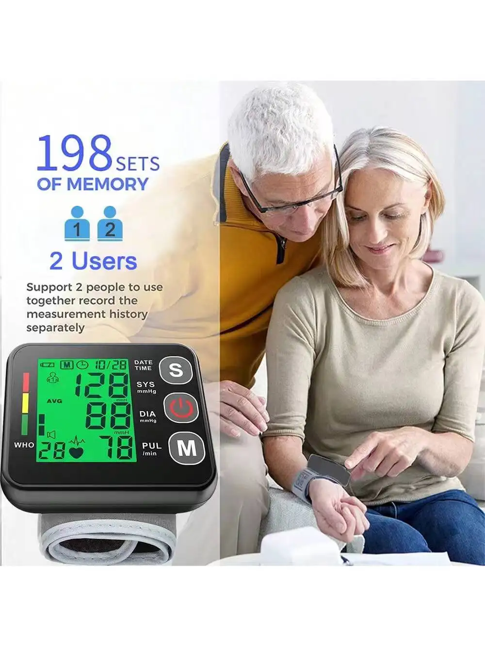 Electronic Sphygmomanometer Blood Pressure Monitor Measure Heart Rate and Pulse
