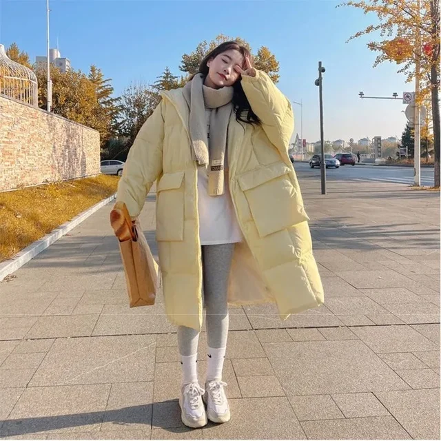 Cream Yellow Down Cotton Jacket for Women