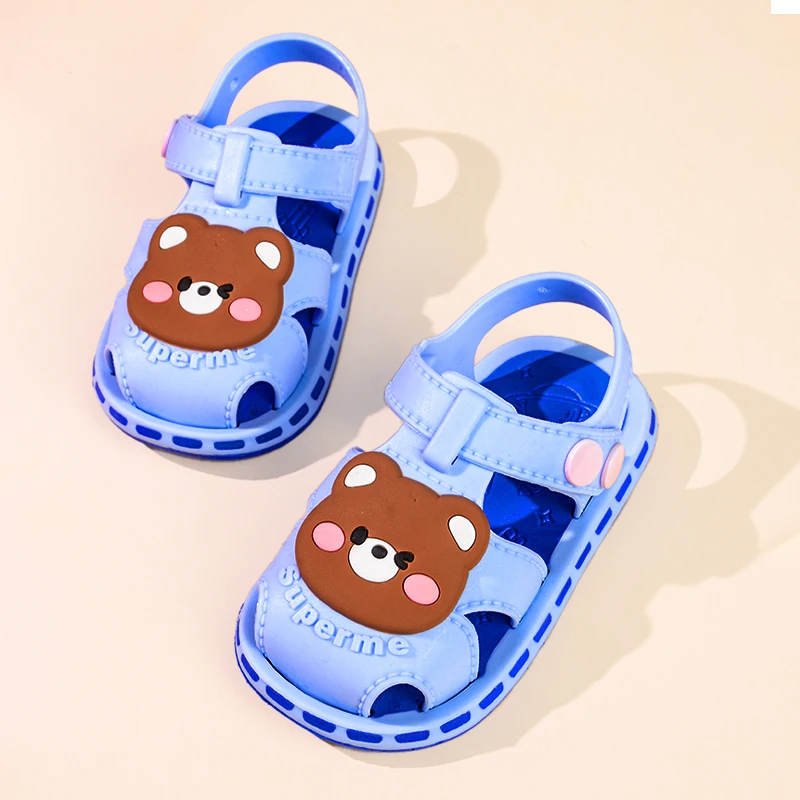 2024 new baby walking shoes with anti-collision toe cap anti slip cartoon cute soft sole for outdoor wear indoor baby sandals 2