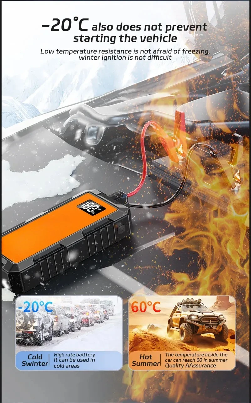 12V 8000mAh Car Jump Starter with Digital Display Portable Power Bank Charger Au