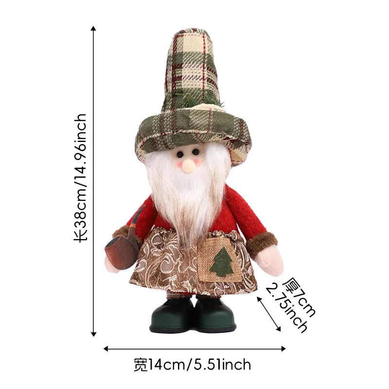 Christmas Decorations Linen Top Hat Standing Doll Santa Claus Snowman Home Decoration Ornaments