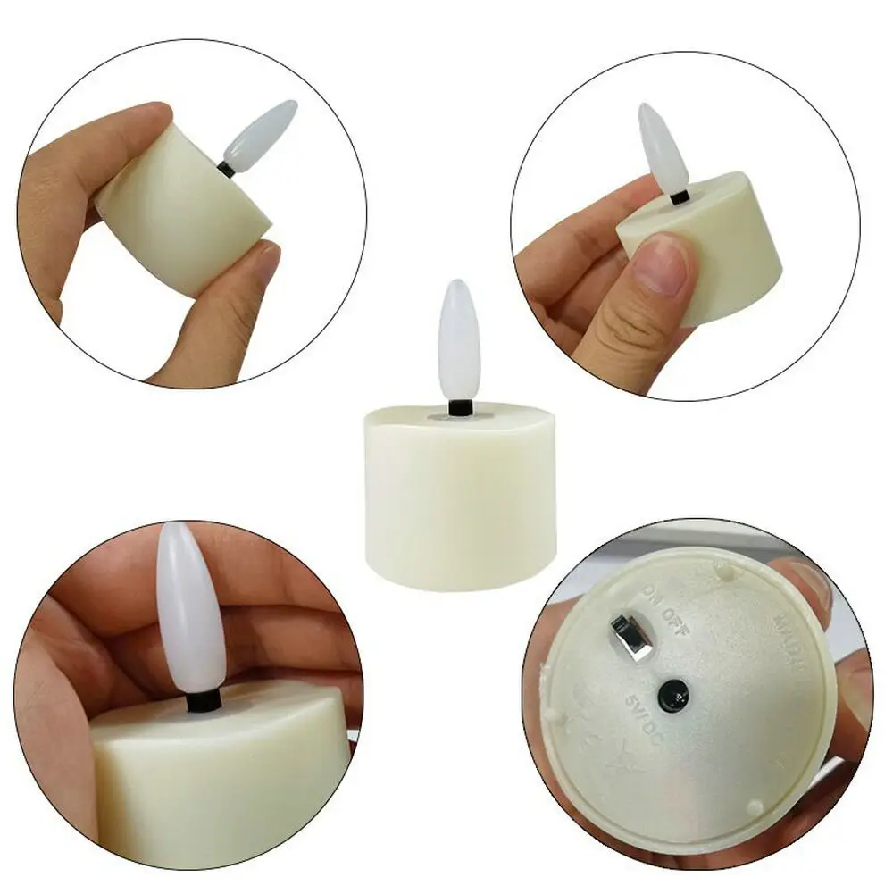 Candele Tealight LED Ricaricabili Senza Fiamma, Confezione Da 6, Con Telecomando E Timer, 3,8x5,6cm, Tremolio Realistico Per Matrimoni E Halloween