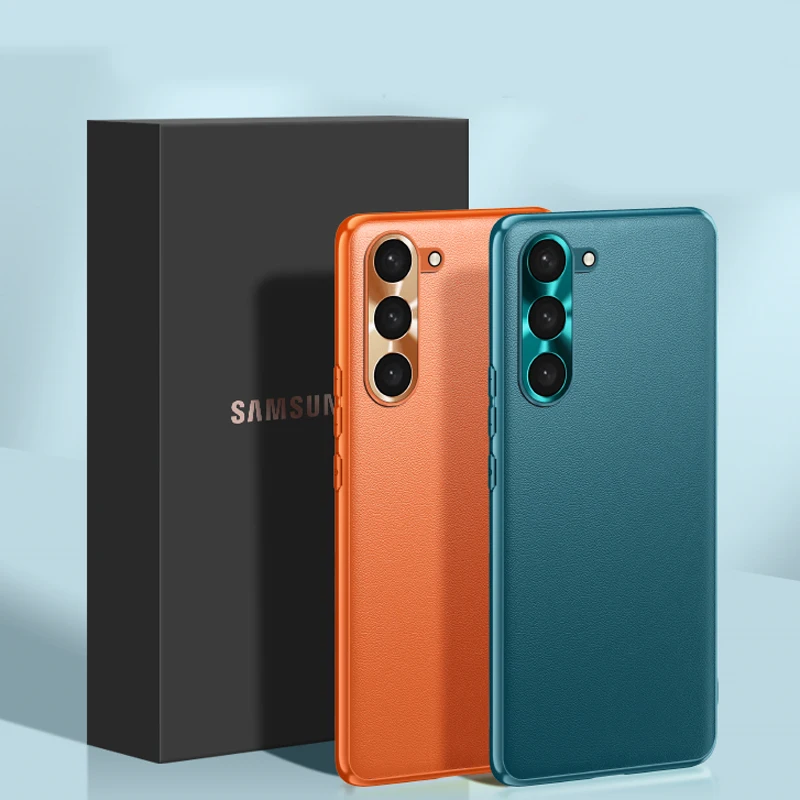 

For Samsung Galaxy S24 Ultra Case Luxury High Quality PU Leather Ultra thin Metal Lens Protection Cover For Galaxy S24 Plus