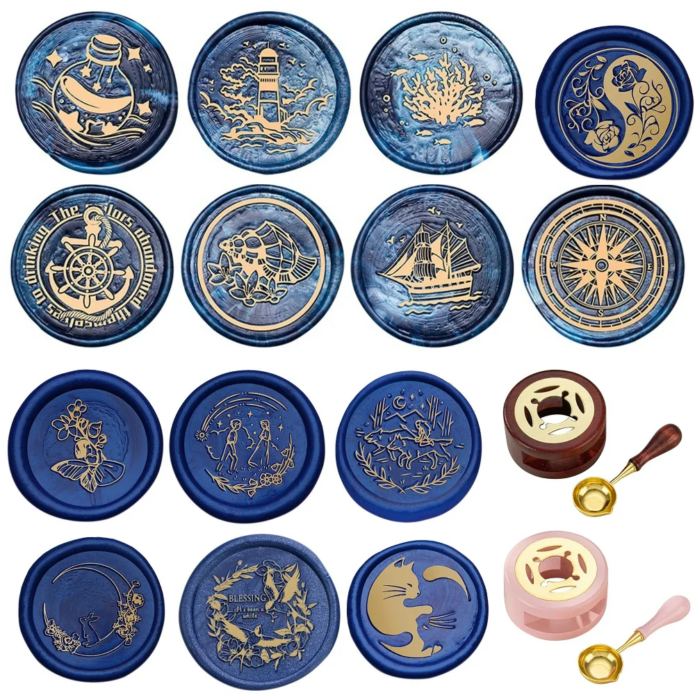 Deep Sea Series Sealing Wax Stamp Heads 3D Brass Fire Lacquer Seals 30mm Retro DIY Craft Decor Tool for Envelope Cards
