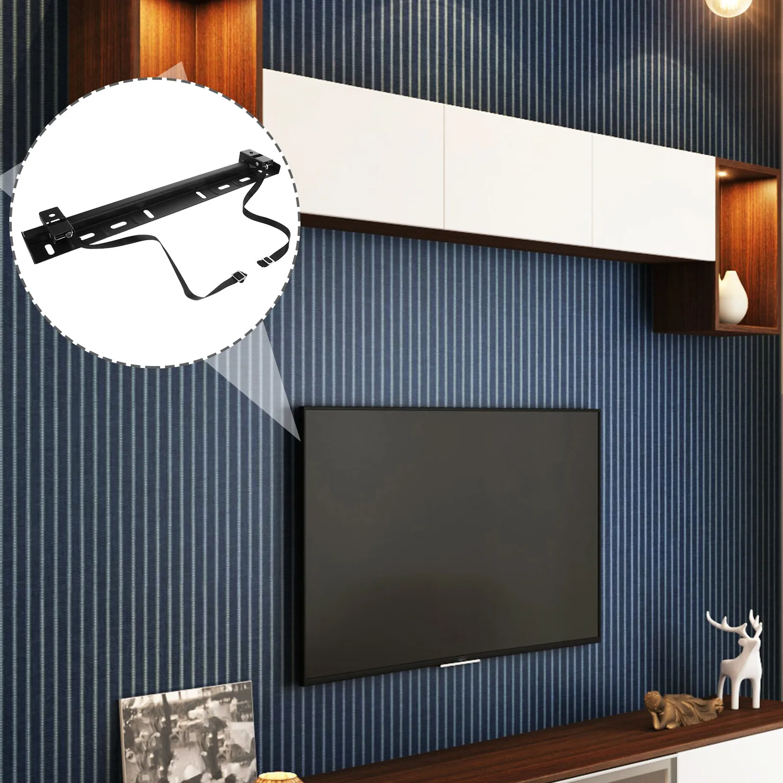 1세트 임대용 친환경 TV 벽걸이 브래킷 드릴 필요 없음 32-65인치 TV 브래킷 견고한 구조 변형 방지 충격 방지