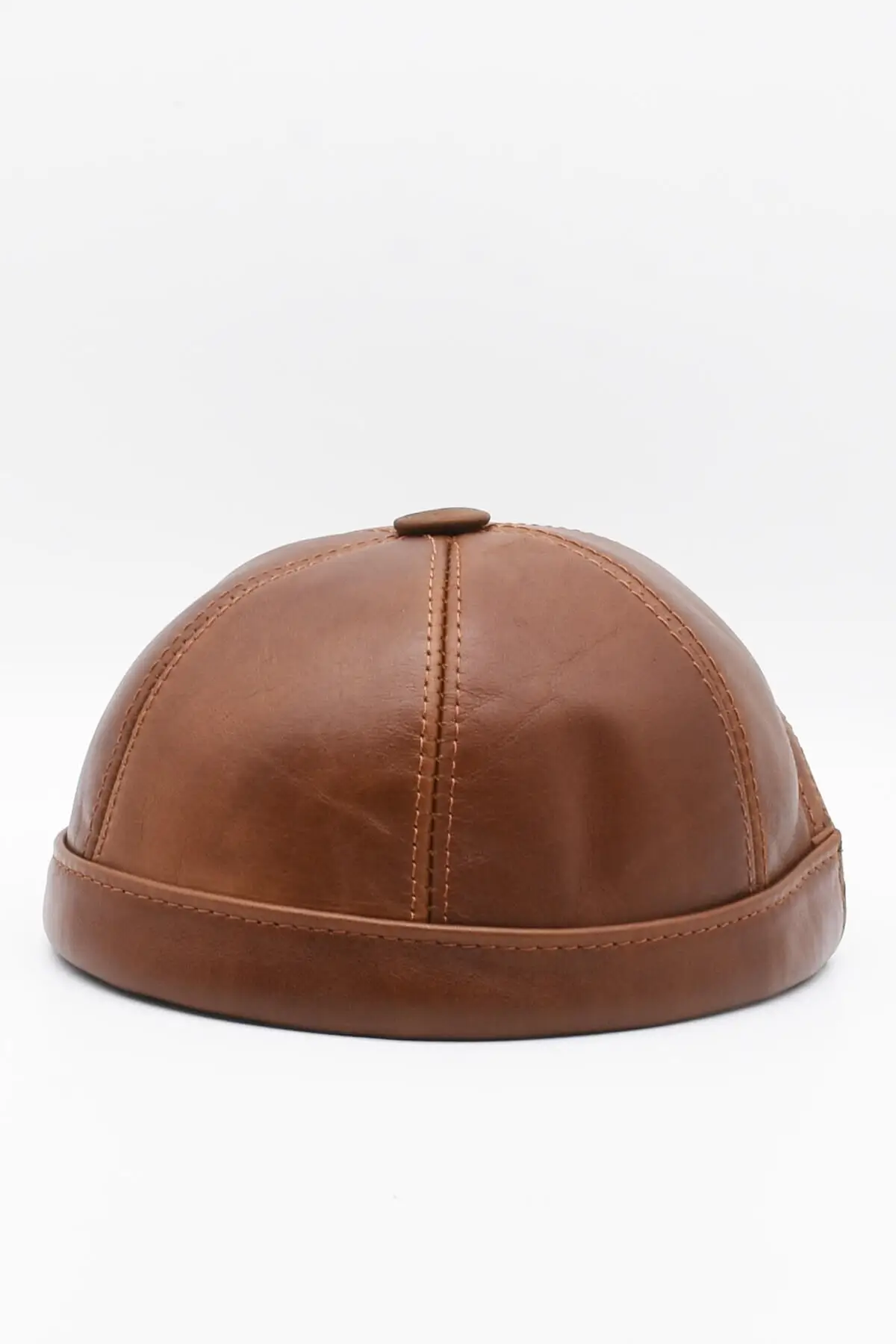 Men's Real Leather Docker Hat Coffee 