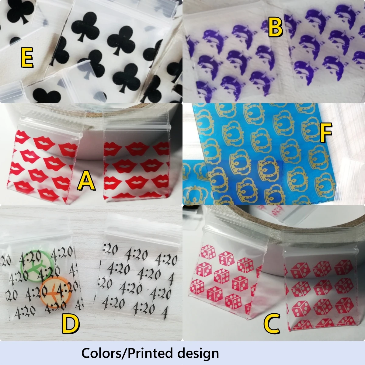 100Pcs Small Ziplock Plastic Bags Pattern Reclosable Zip lock Storage Jewelry Gift Pill Packaging Clear Drop Shipping 3