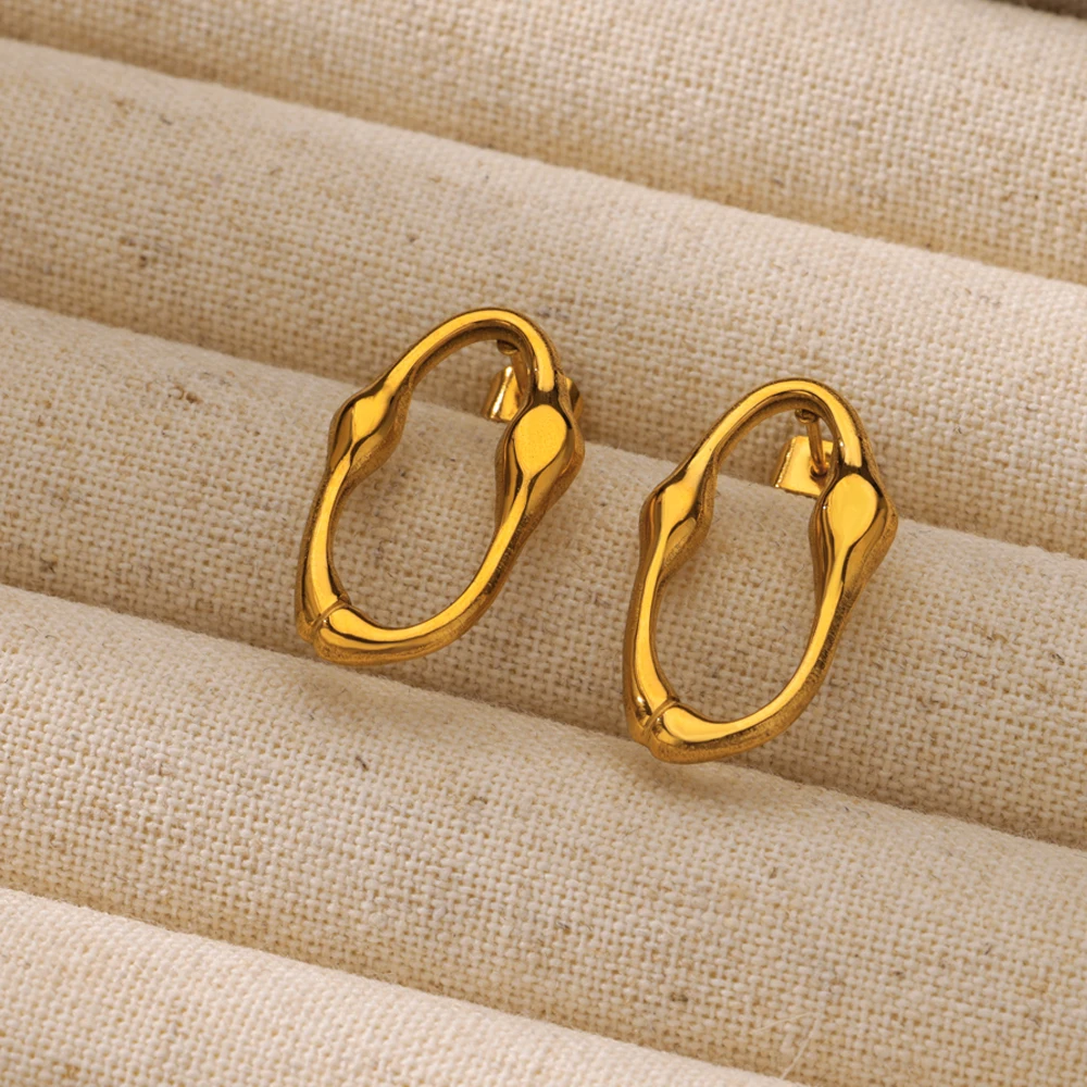 Gold Irregular Ushaped Stud Earrings For Women