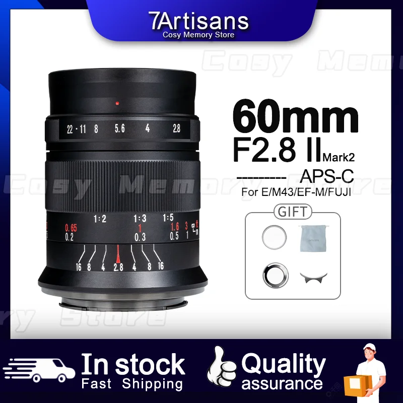 

7artisans 60mm F2.8 II MF APS-C Macro Lens For Sony E Nikon Z Fuji XF Canon EF-M Canon RF M4/3 Leica L mount