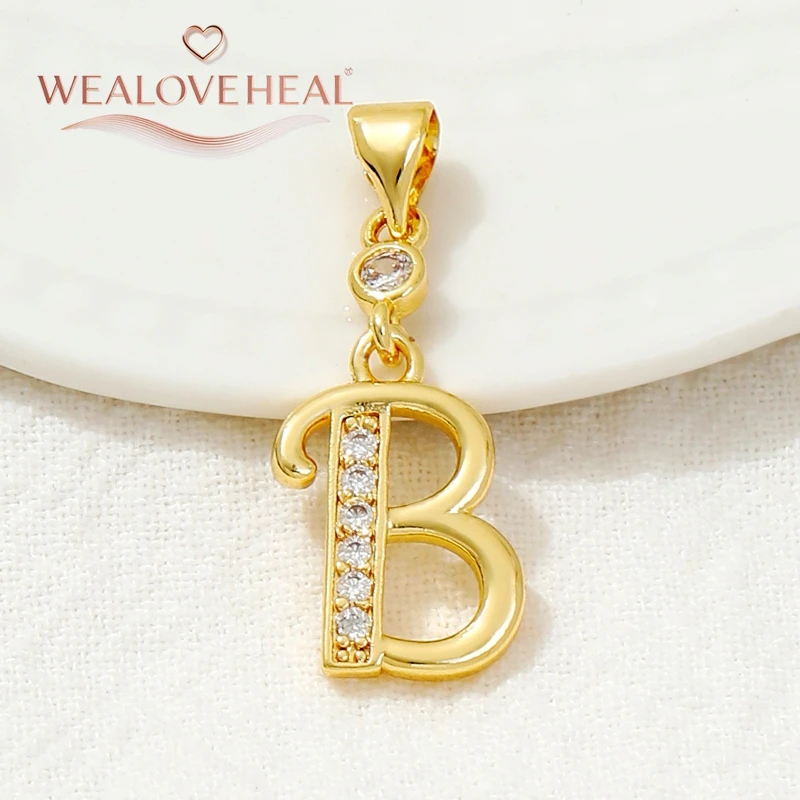 Zarte 18 Karat vergoldete eingelegte Zirkon-Anhänger mit 26 Buchstaben für handgefertigte DIY-Halsketten, Initial-Charms, Schmuckherstellungszubehör – Detail 19
